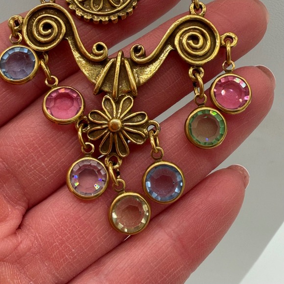 Vintage Unsigned Goldette Etruscan Revival Necklace Art Deco Nouveau - Picture 6 of 10